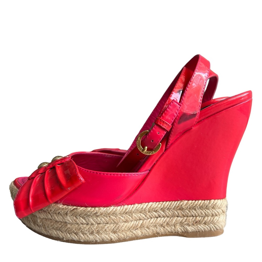 LOUIS VUITTON Monogram Vernis Wedge Sandals Rose Pop 36 - Picture 4 of 15